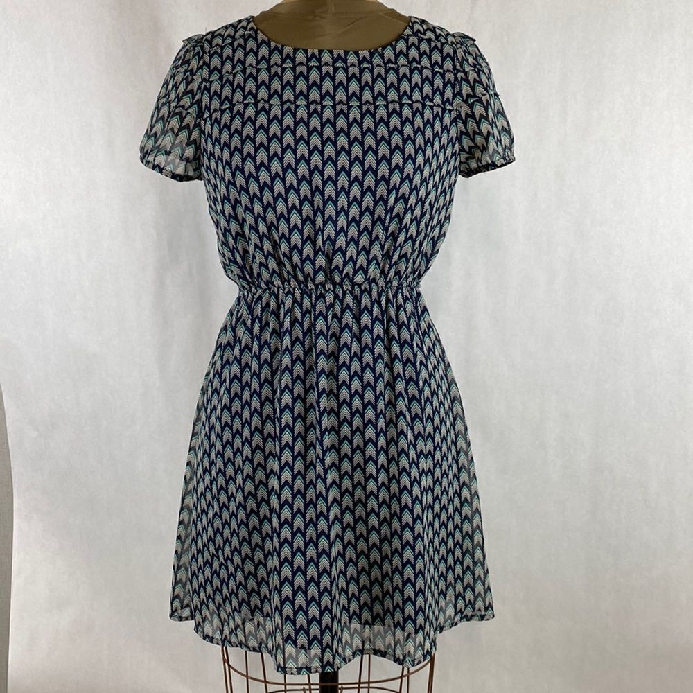 Pink Owl Summer Dress Medium Blue Turquoise Lightweight Flowy
